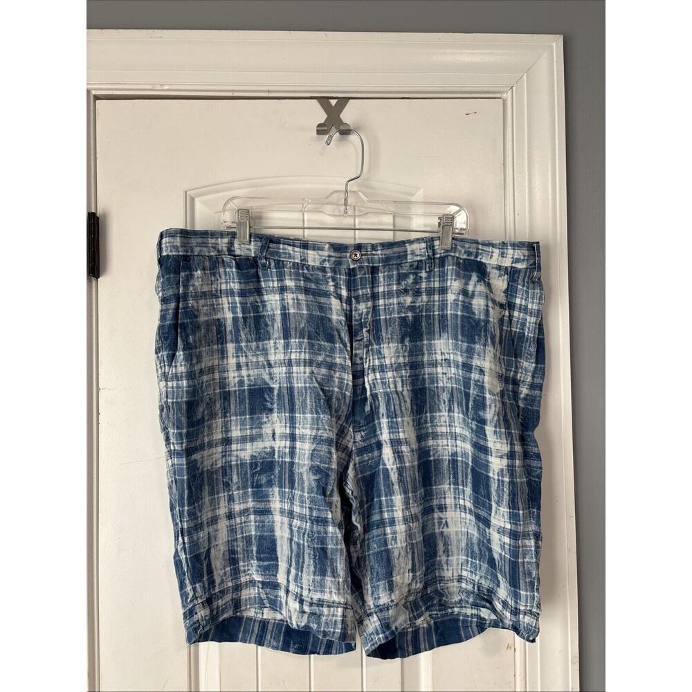 POLO RALPH LAUREN‎ Men's Classic Fit Madras Plaid Linen Shorts sz 44B Blue White